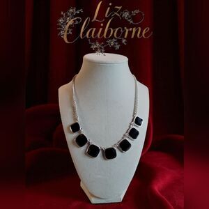 Liz Claiborne Black and Silver Tone Necklace